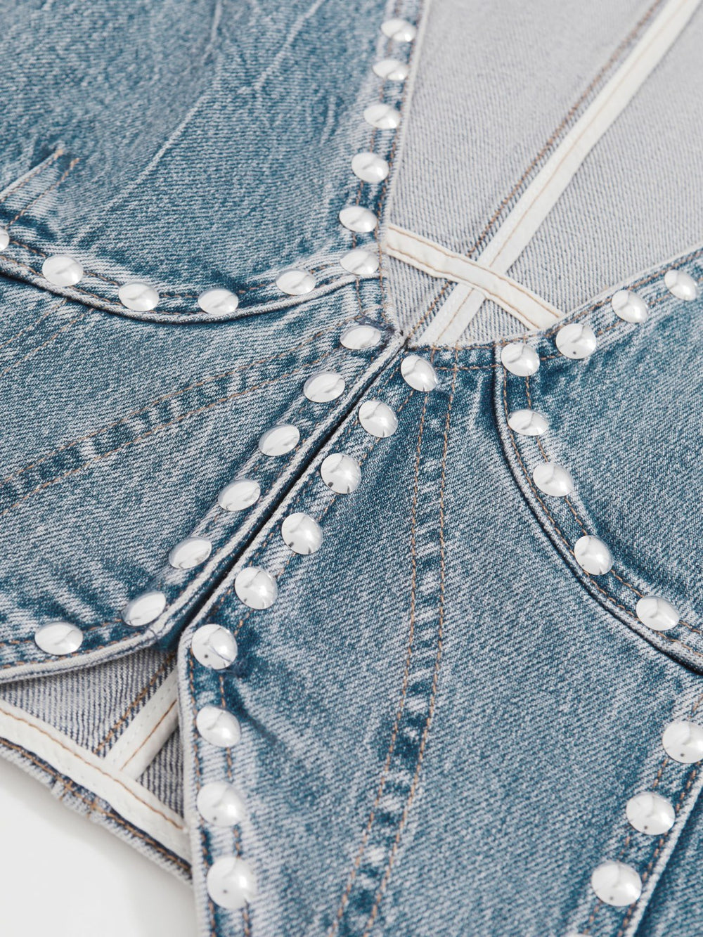 Studded Denim Vest Indigo Blue | Women