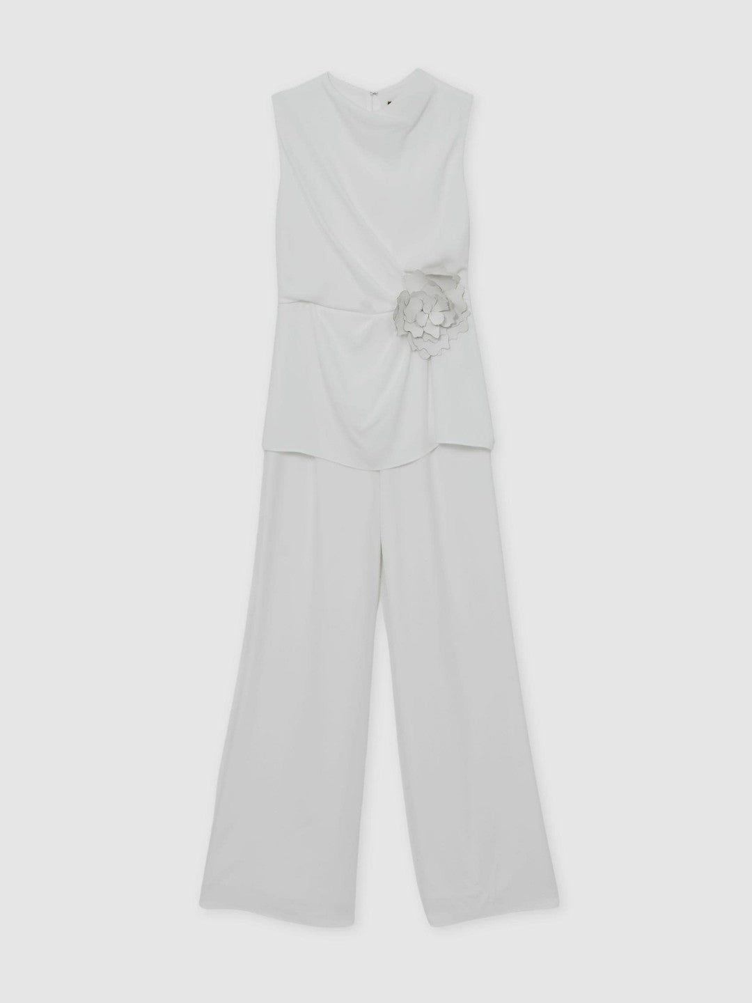 Halston Crepe Wide Leg Jumpsuit Ivory | Women
