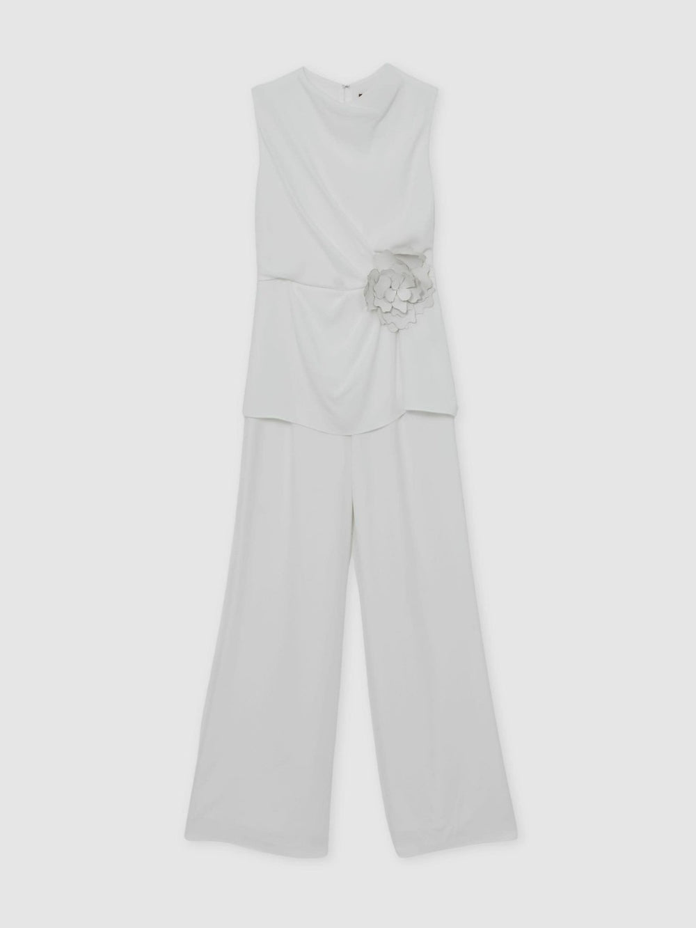 Halston Crepe Wide Leg Jumpsuit Ivory | Women