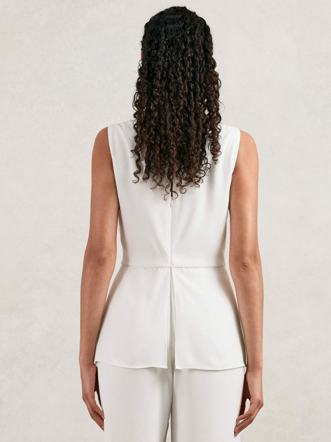 Halston Crepe Wide Leg Jumpsuit Ivory | Women