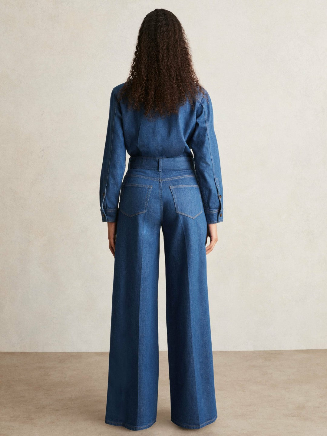 Paige Maraya Blue Wide Leg Belted Denim Jumpsuit Maraya Blue | Women