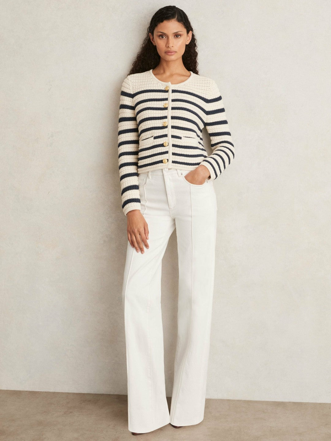 Paige Ecru Wide Leg Pintuck Jeans Ecru | Women