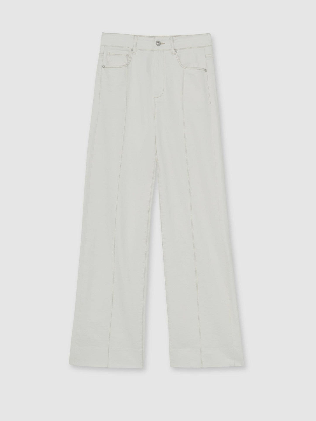 Paige Ecru Wide Leg Pintuck Jeans Ecru | Women