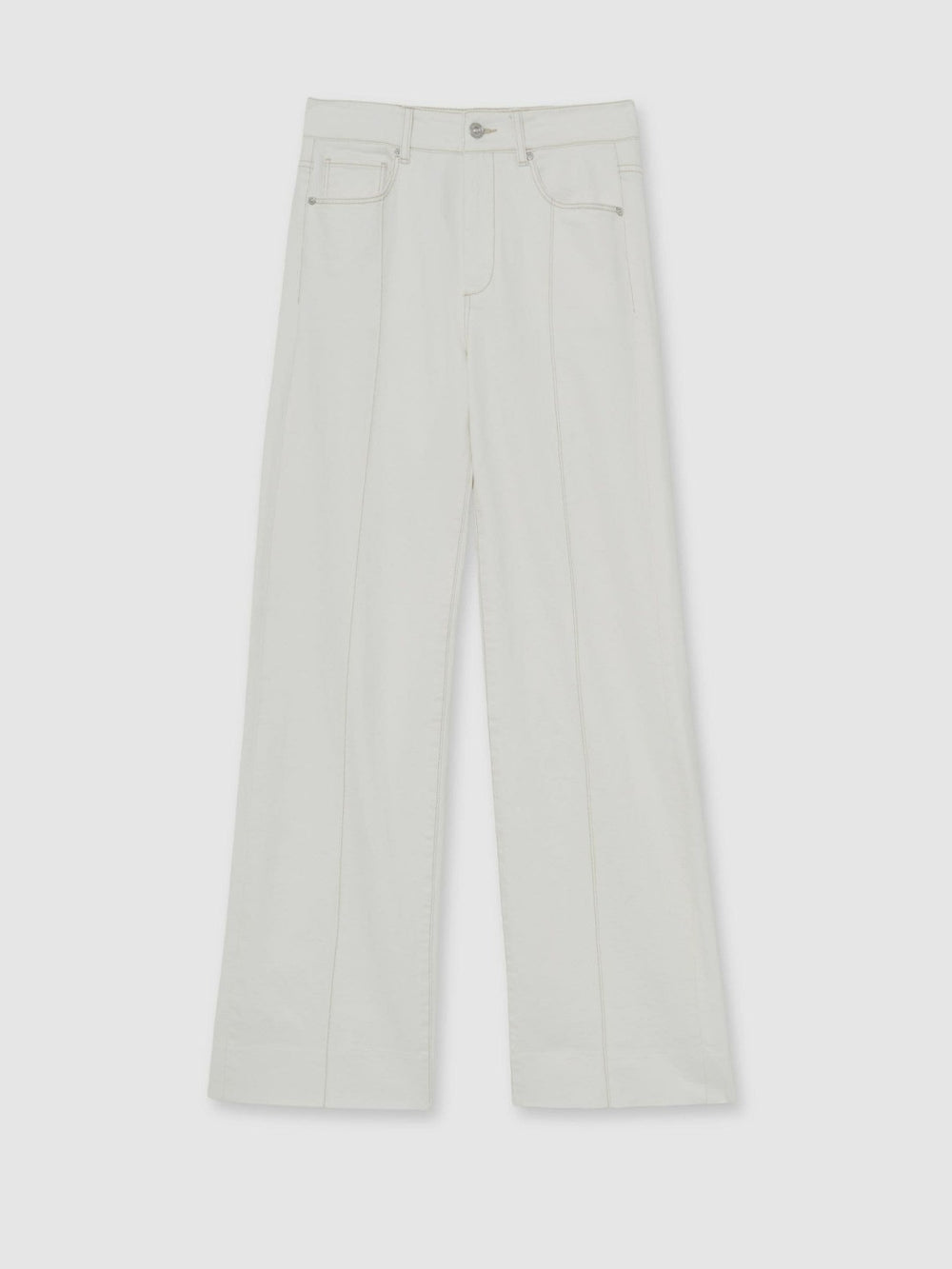 Paige Ecru Wide Leg Pintuck Jeans Ecru | Women