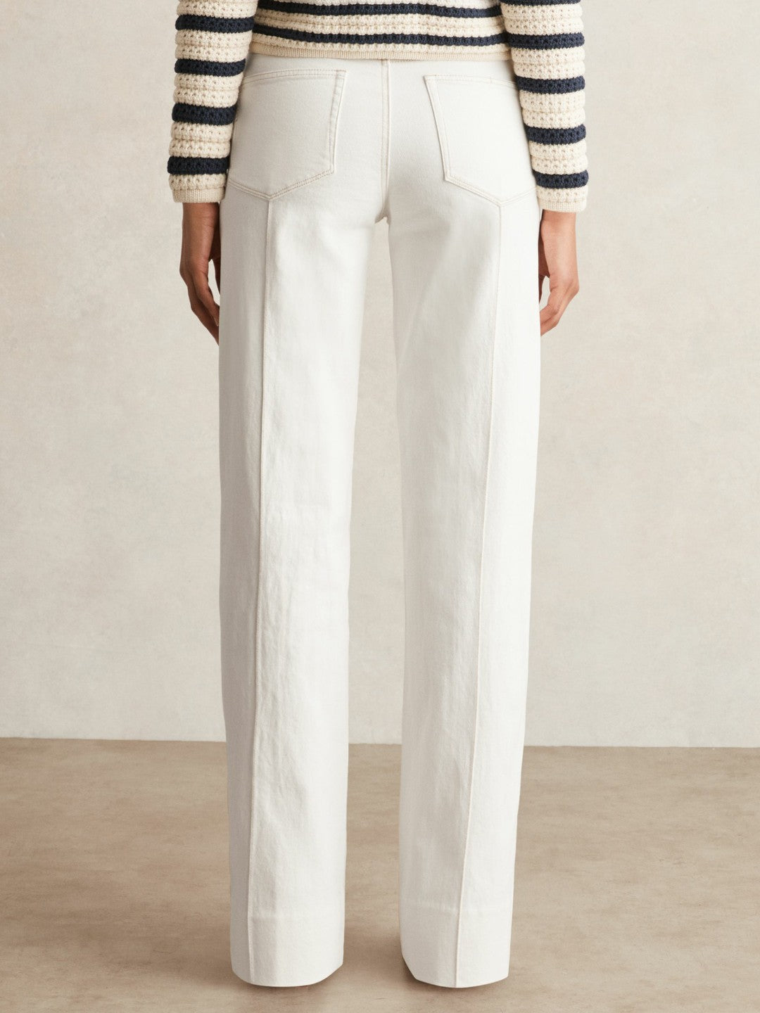 Paige Ecru Wide Leg Pintuck Jeans Ecru | Women