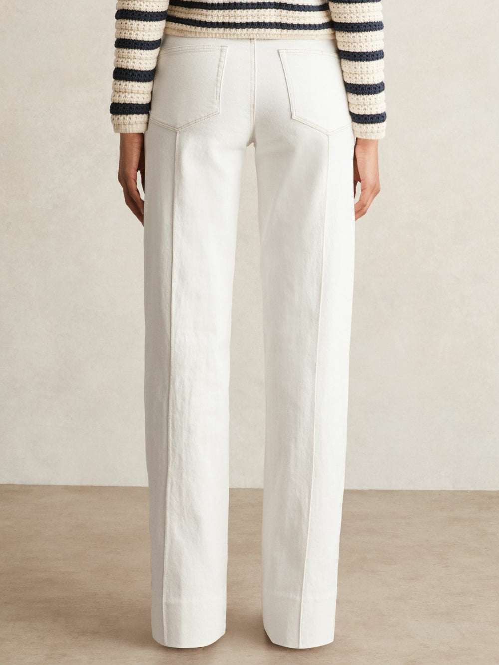 Paige Ecru Wide Leg Pintuck Jeans Ecru | Women