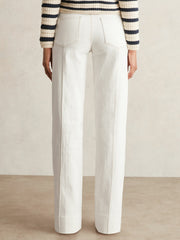 Paige Ecru Wide Leg Pintuck Jeans Ecru | Women