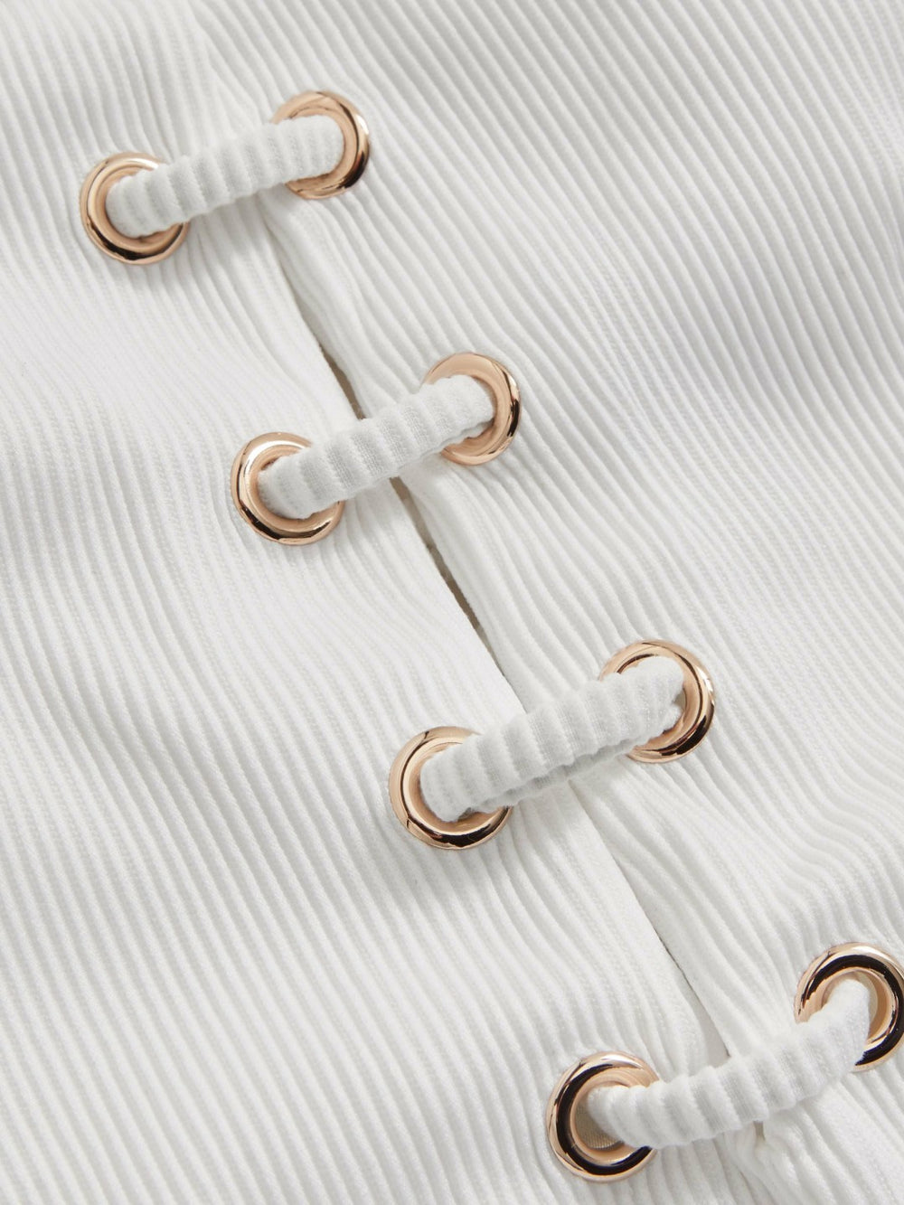 Ribbed Lace-Up Swimsuit White | Women