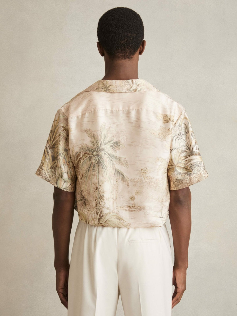 Jungle Print Cuban-Collar Shirt Soft Sage Green | Men
