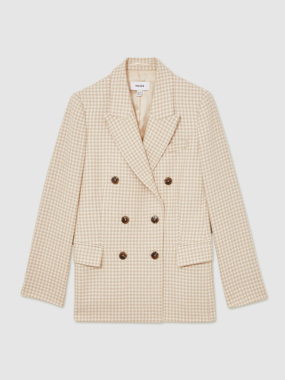 Petite Double Breasted Check Blazer With Wool Neutral Check | Women