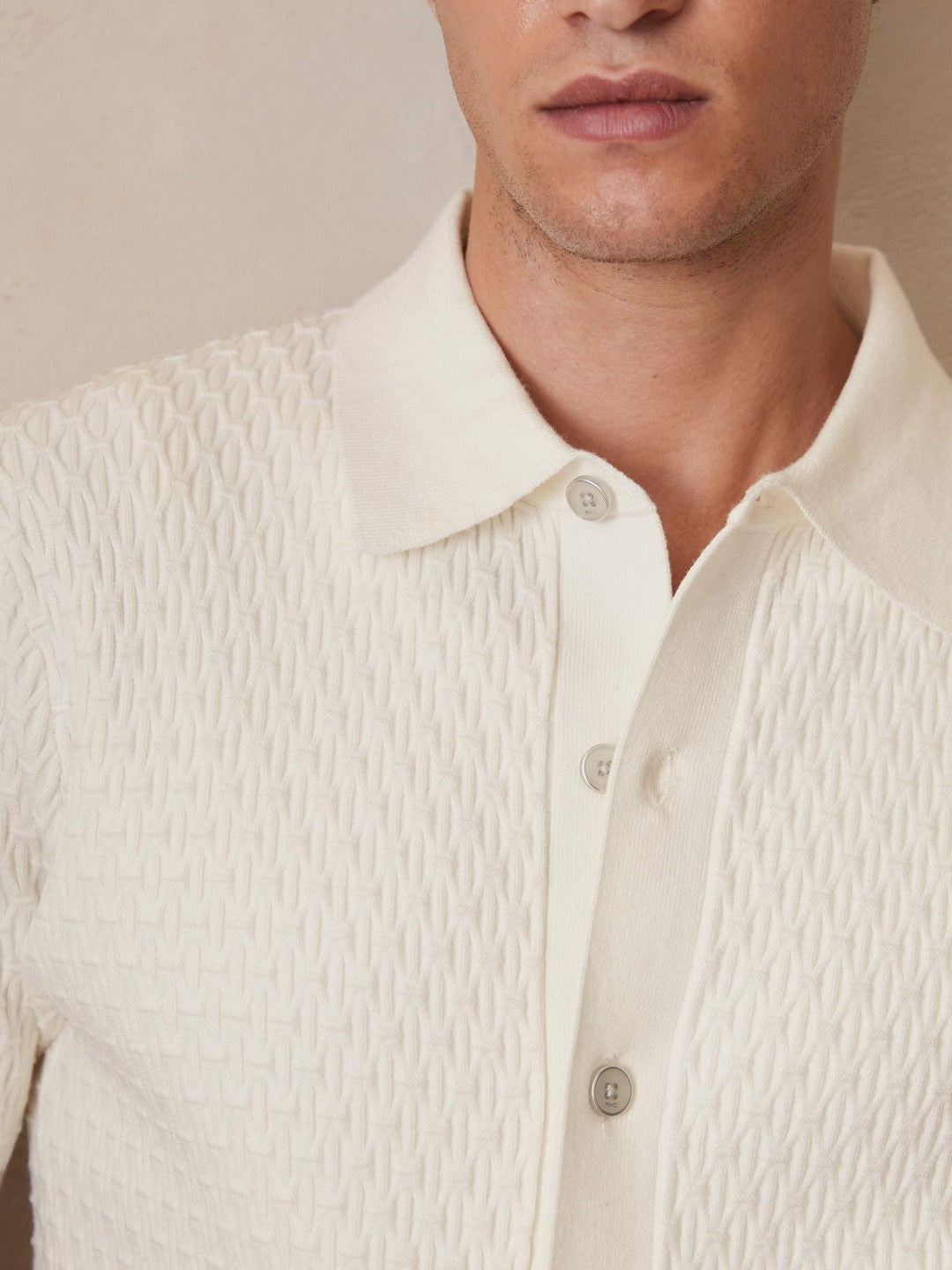 | Ché Textured Cuff-Trim Shirt White | Men