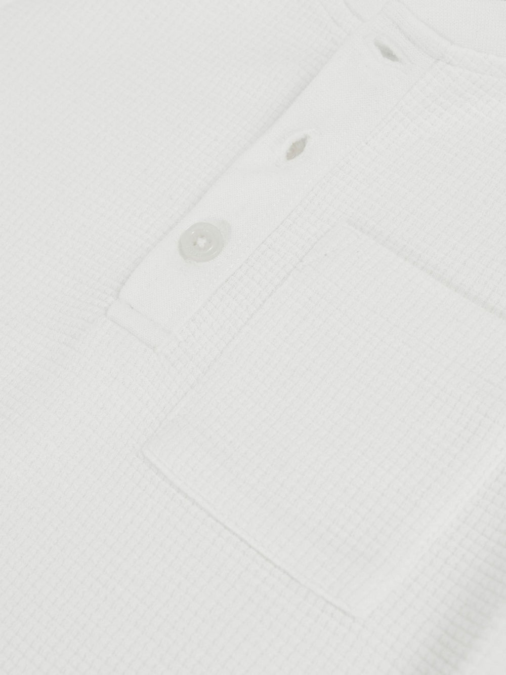 13-14 yrs Cotton-Blend Waffle Henley T-Shirt White | Children & Baby