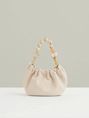 Leather Bead-Handle Pouch Bag Off White | Women