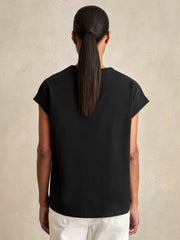 Brushed-Cotton Crew-Neck T-Shirt Black | Women