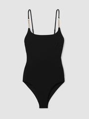 Hardware-Strap Cut-Out Swimsuit Black | Women
