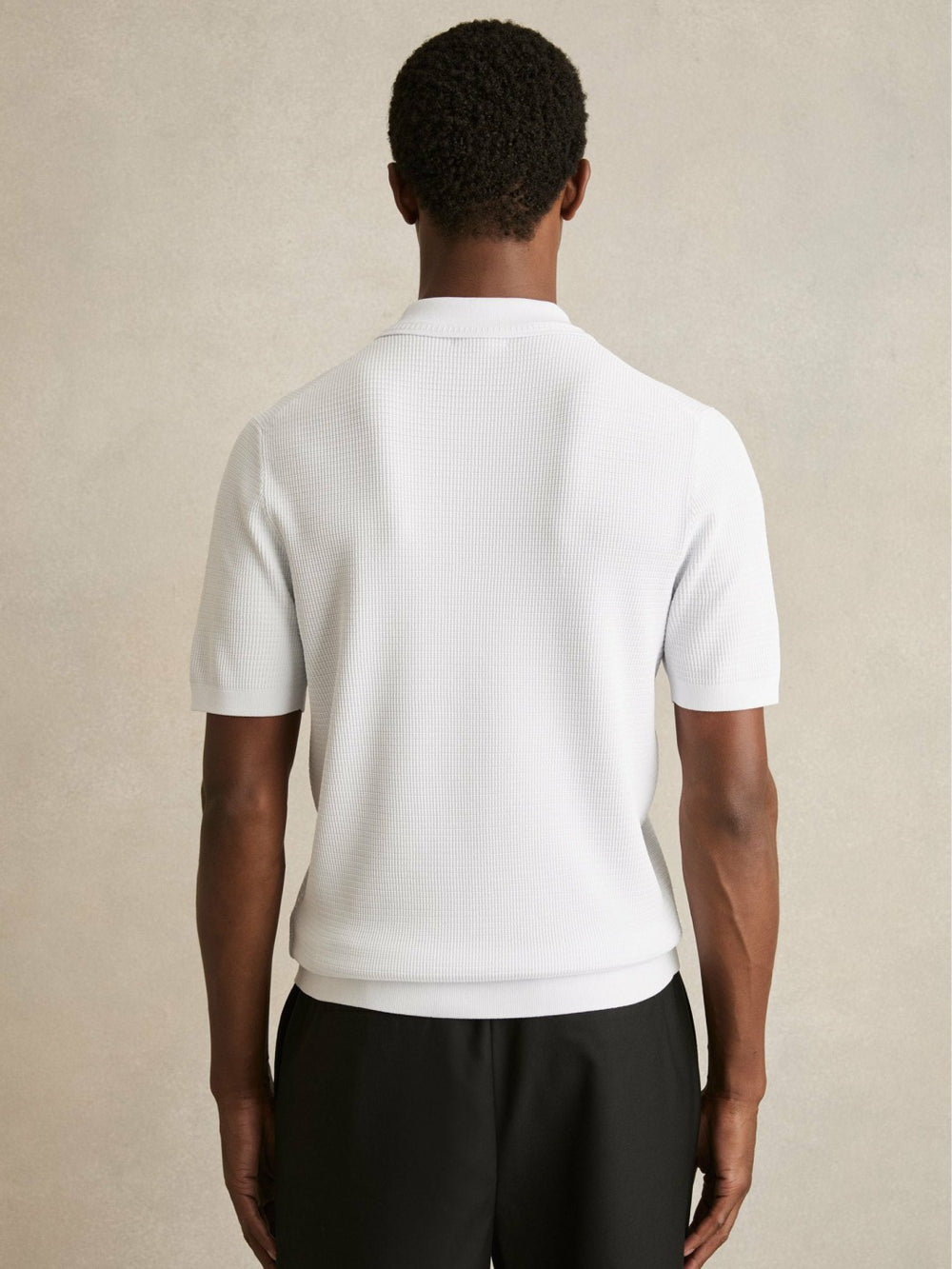 Textured Half-Zip Polo Shirt White | Men