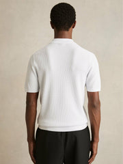 Textured Half-Zip Polo Shirt White | Men