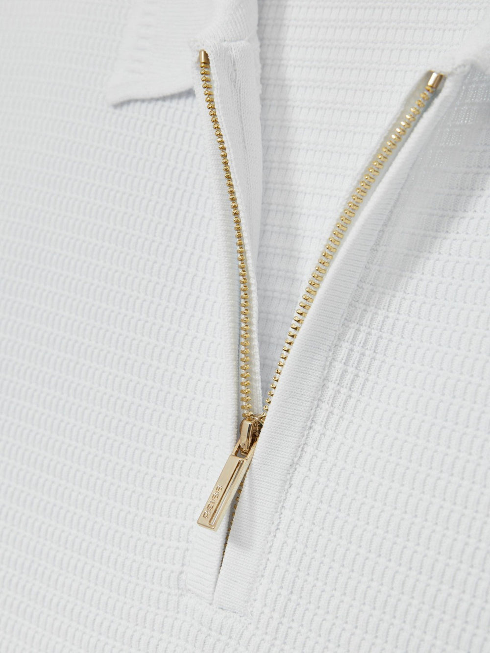 Textured Half-Zip Polo Shirt White | Men