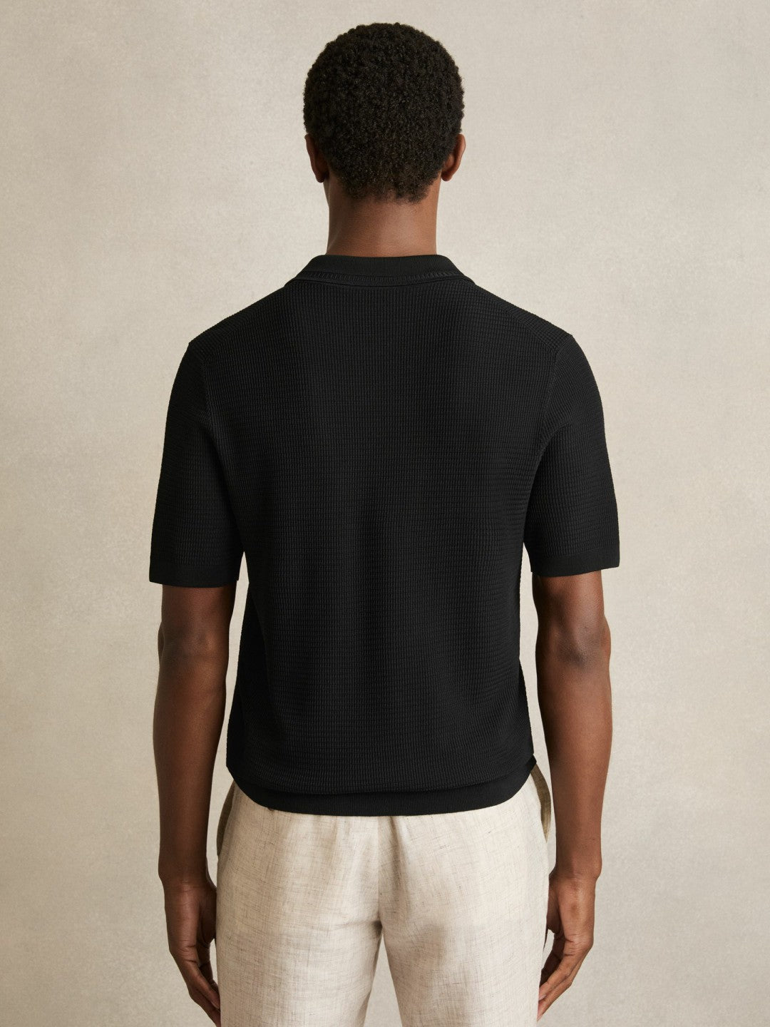 Textured Half-Zip Polo Shirt Black | Men
