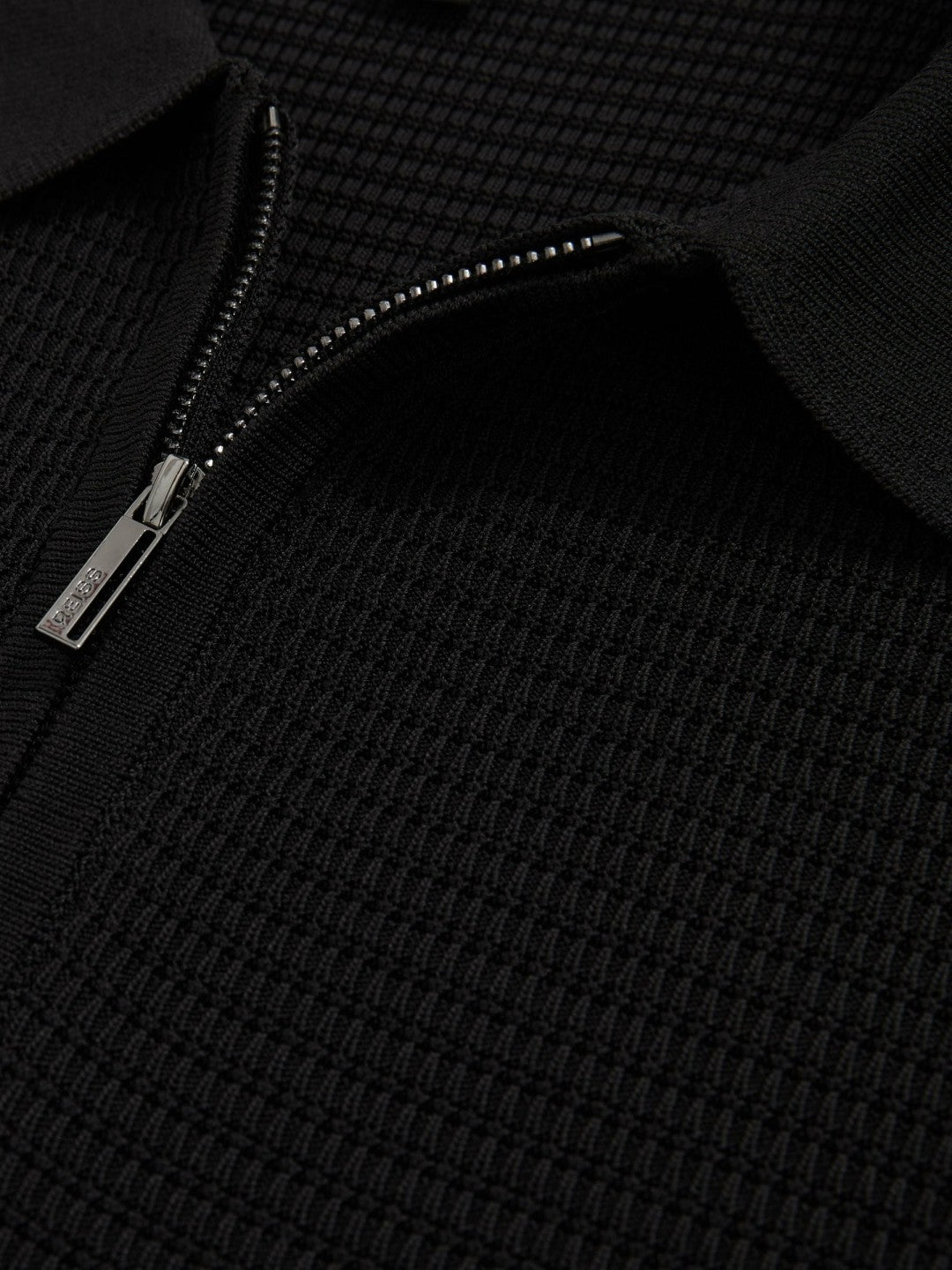 Textured Half-Zip Polo Shirt Black | Men