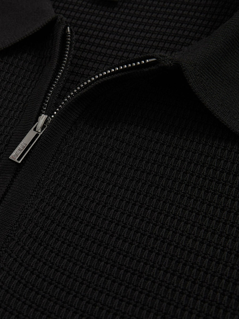 Textured Half-Zip Polo Shirt Black | Men