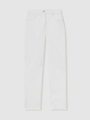Petite Straight Leg Turn Up Jeans White | Women