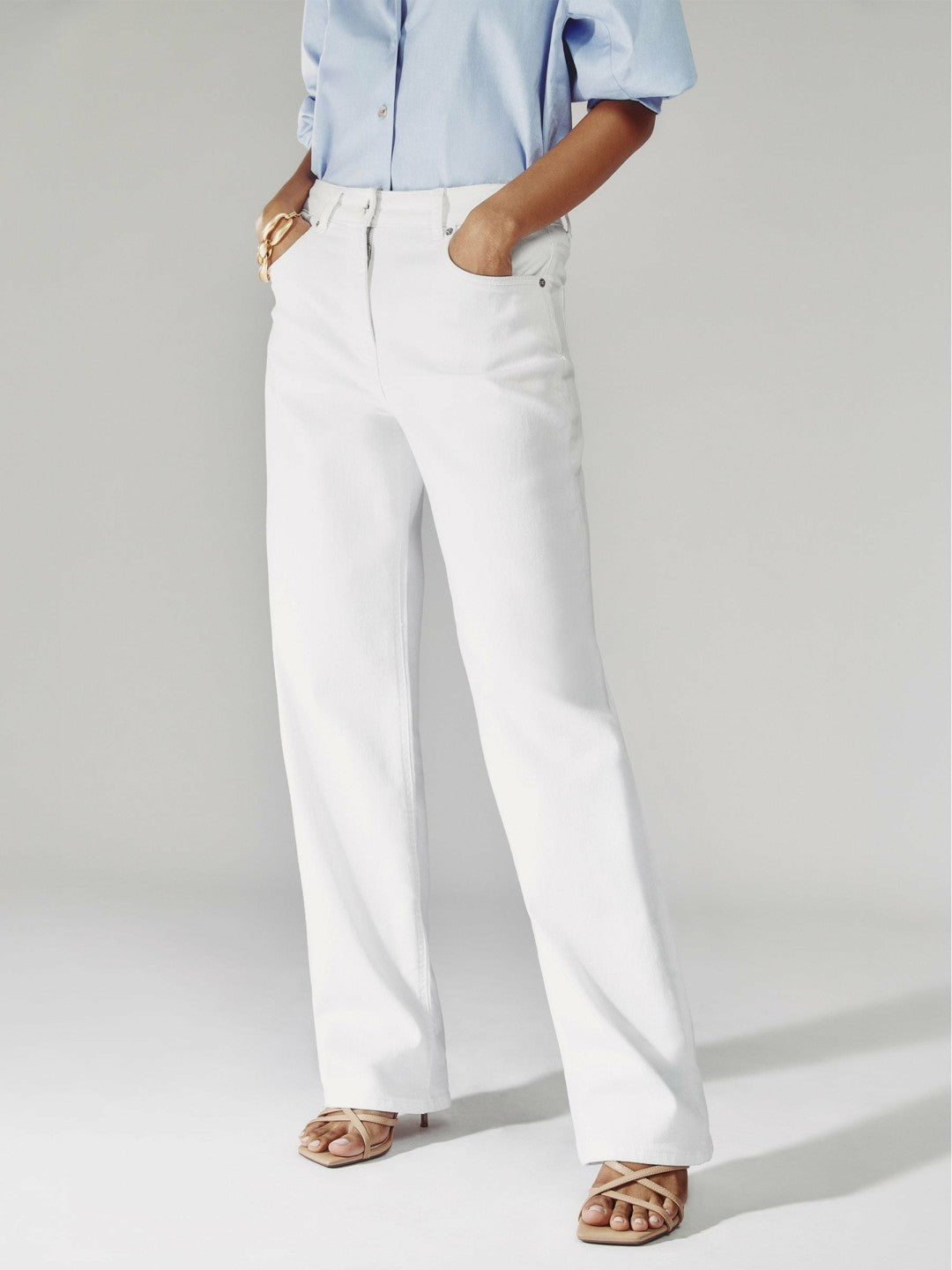 Petite Straight Leg Turn Up Jeans White | Women