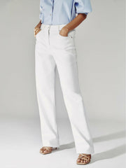 Petite Straight Leg Turn Up Jeans White | Women