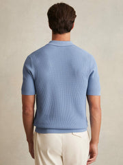 Textured Half-Zip Polo Shirt Blue | Men