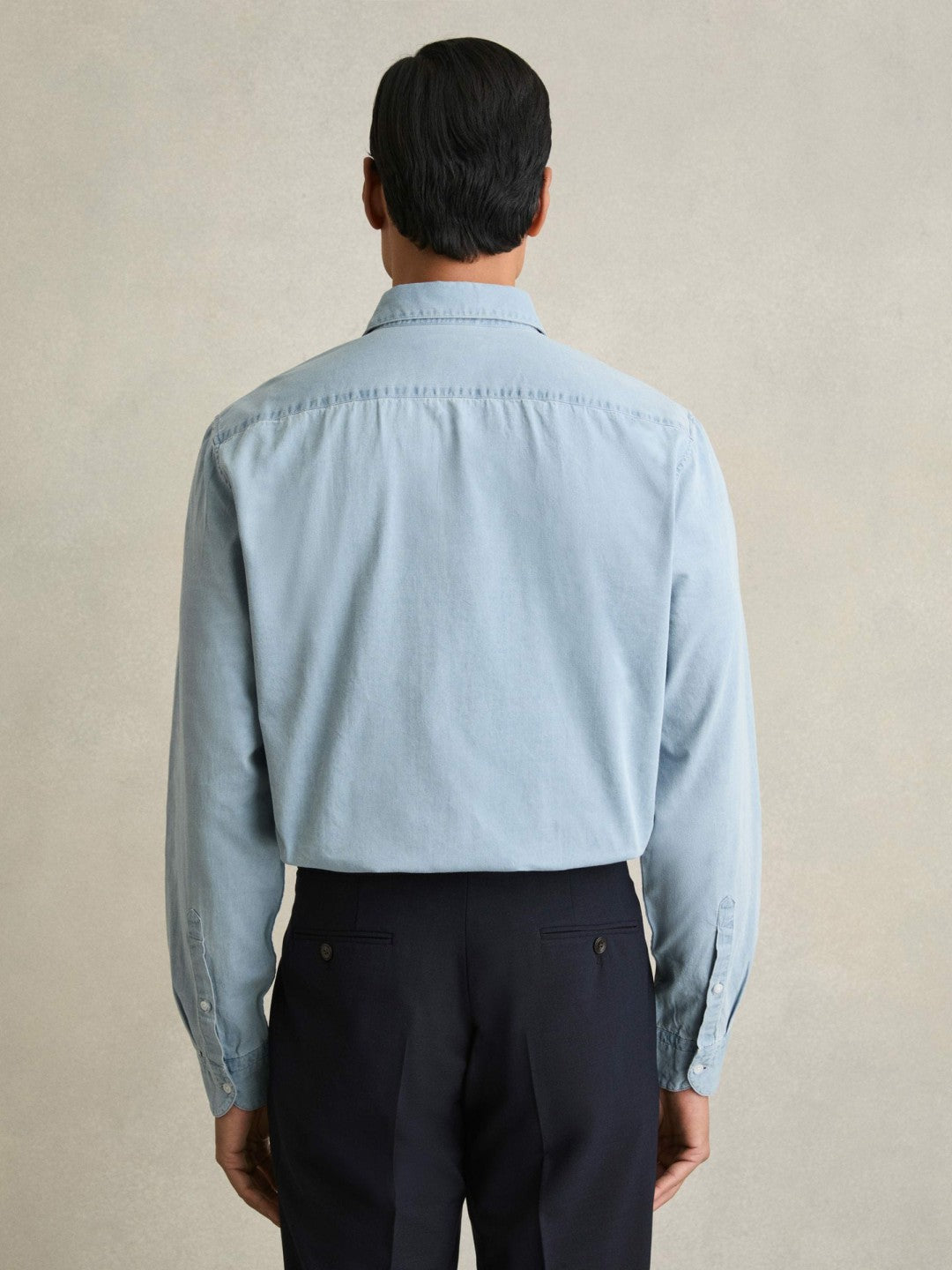 Washed Cotton Chambray Shirt Blue | Men