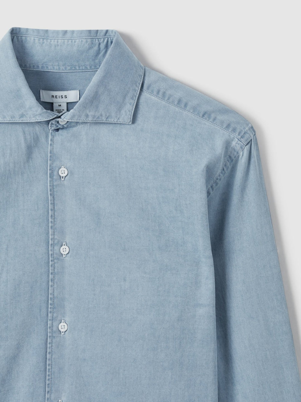 Washed Cotton Chambray Shirt Blue | Men