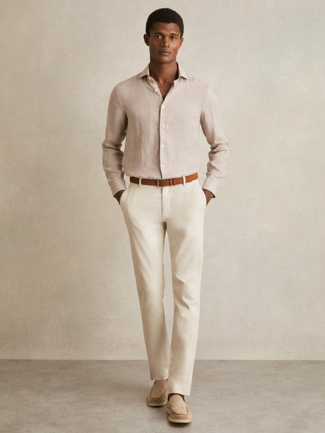 Cotton-Piqué Slim-Fit Chinos Off White | Men