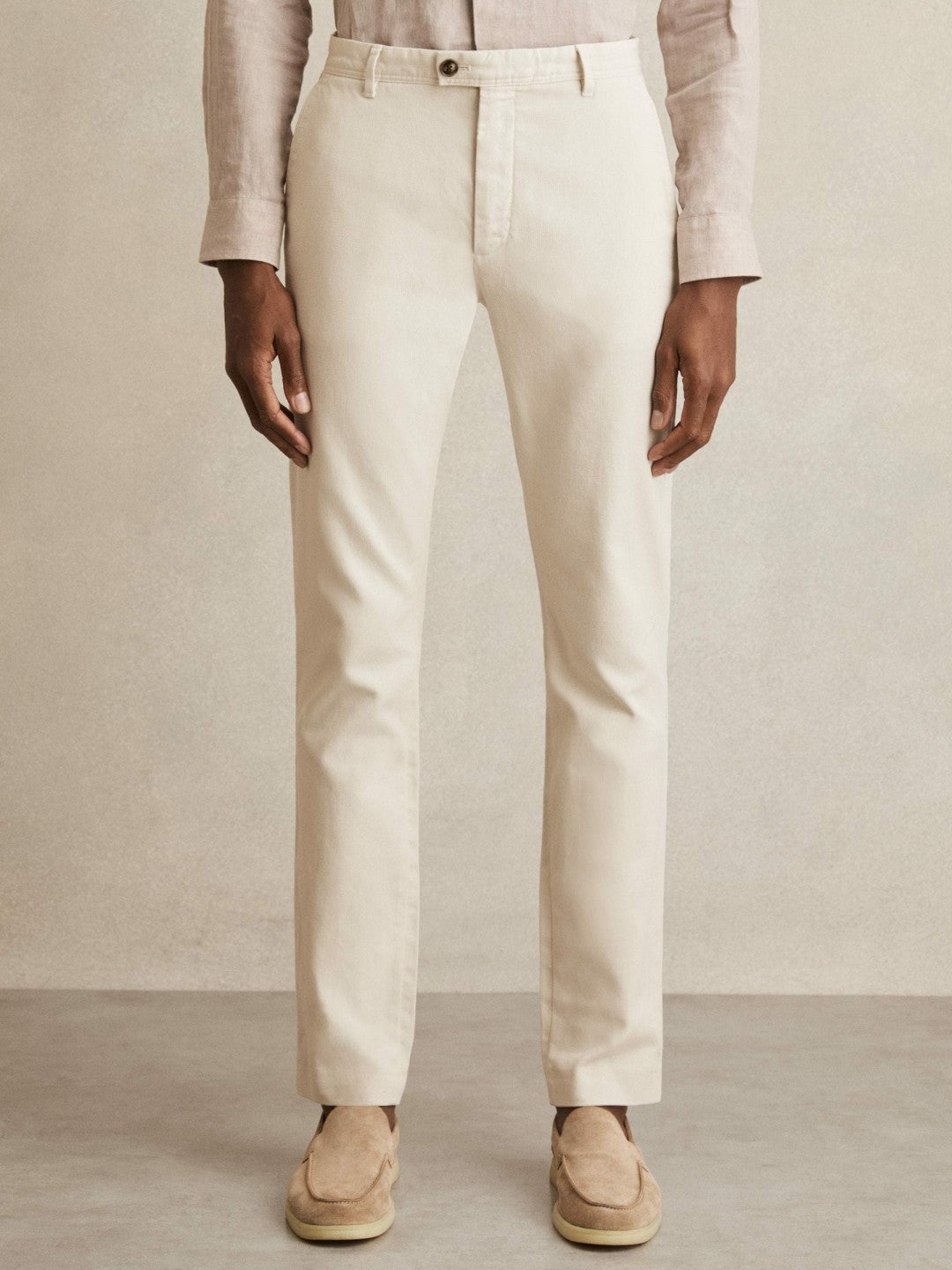 Cotton-Piqué Slim-Fit Chinos Off White | Men