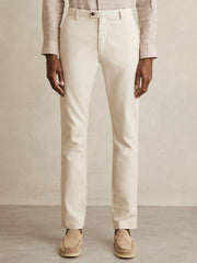 Cotton-Piqué Slim-Fit Chinos Off White | Men