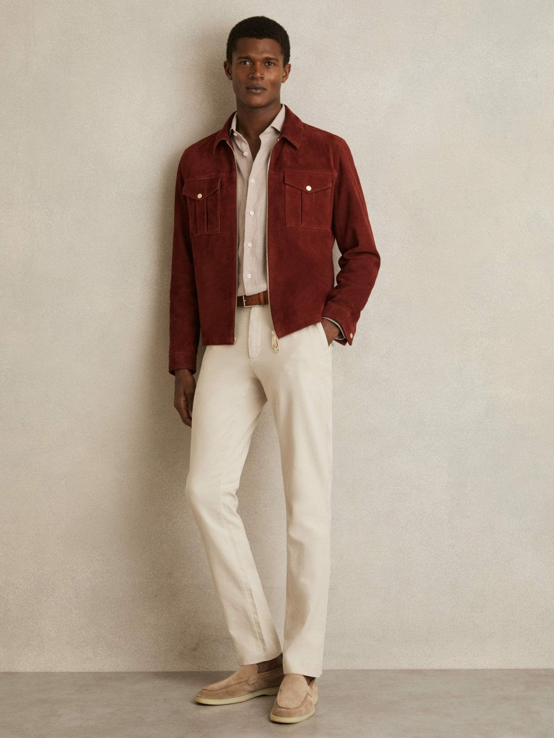 Cotton-Piqué Slim-Fit Chinos Off White | Men