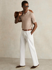 Cotton-Linen Relaxed-Fit Trousers White | Men