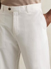 Cotton-Linen Relaxed-Fit Trousers White | Men