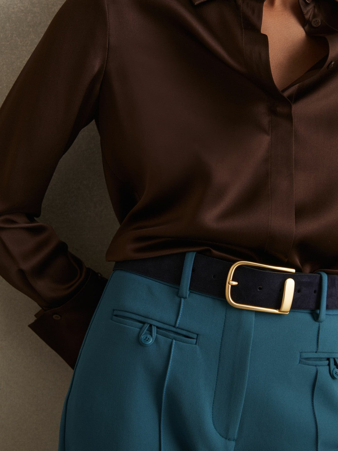 Leather Half Keeper Belt Navy | Women