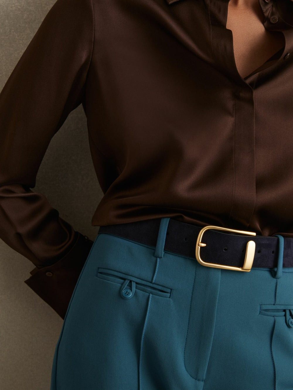 Leather Half Keeper Belt Navy | Women
