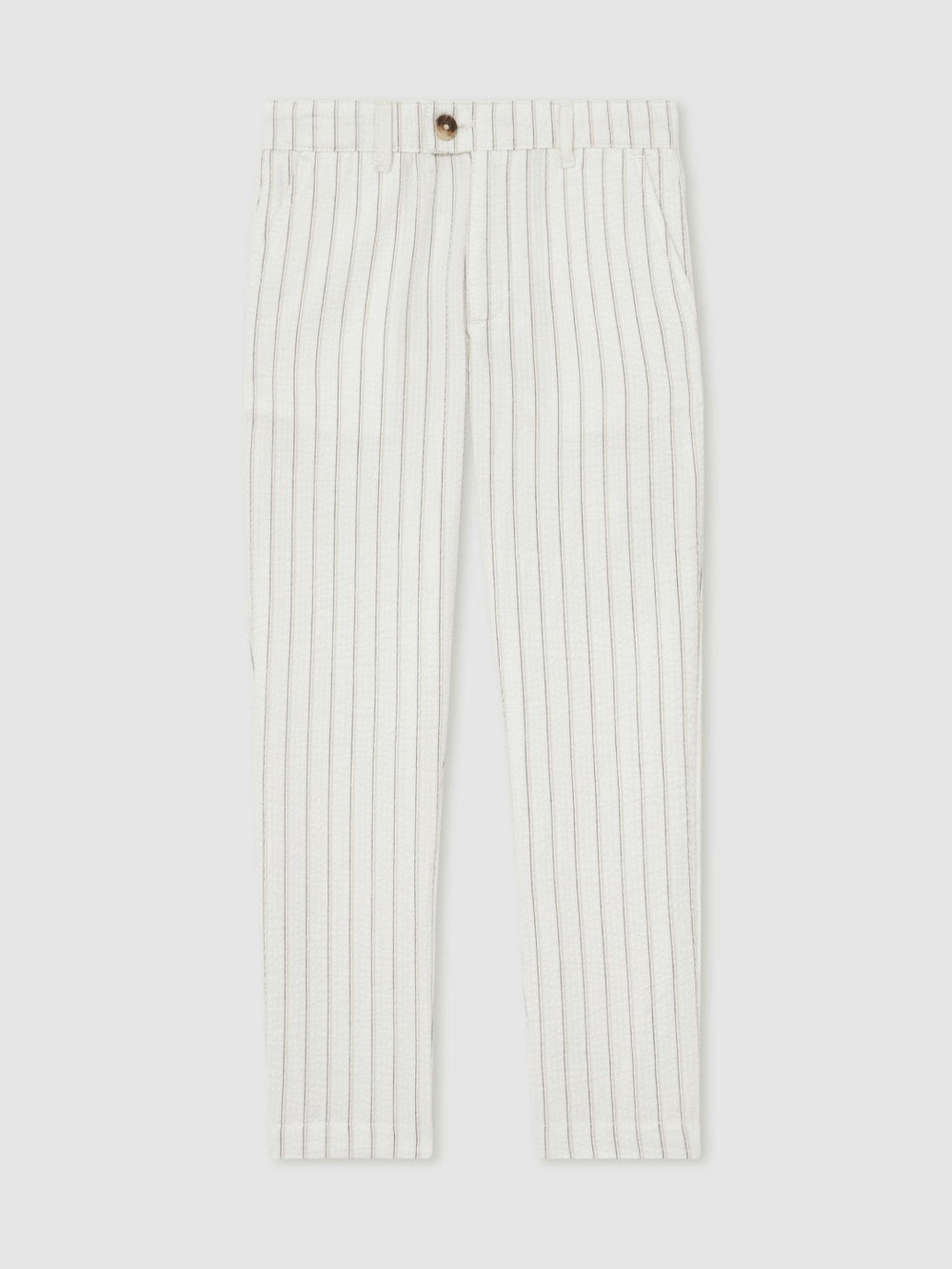 9-13 yrs Cotton Pinstripe Trousers Regular-Fit Off White/Taupe Brown | Children & Baby