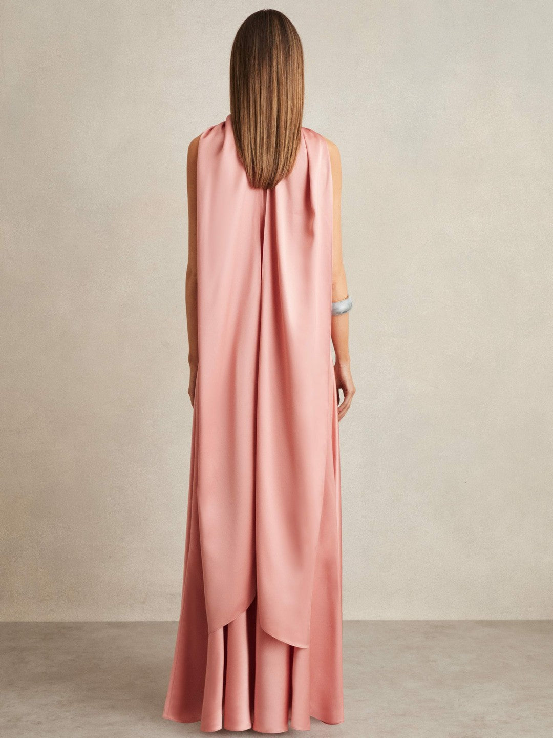 Satin Cape Maxi Dress Pink | Women