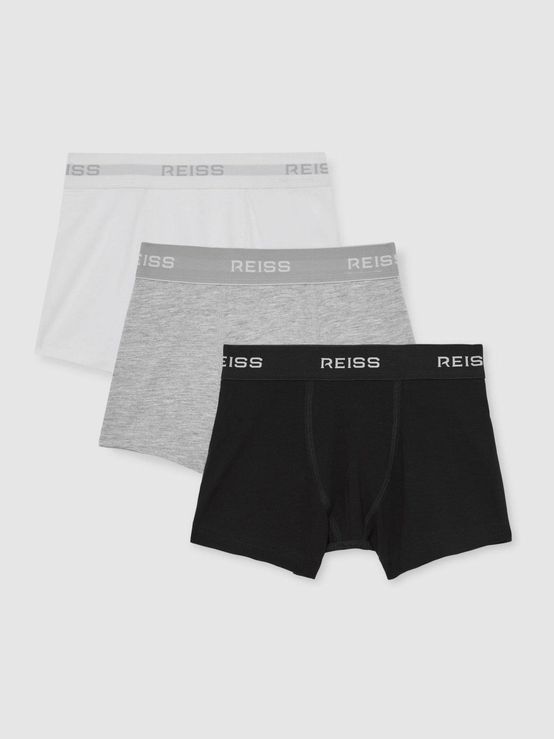 9-13 yrs Stretch-Cotton Logo-Waistband Boxer Shorts 3 Pack White/Grey/Black | Children & Baby