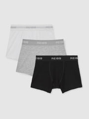9-13 yrs Stretch-Cotton Logo-Waistband Boxer Shorts 3 Pack White/Grey/Black | Children & Baby