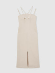 Double Strap Cut Out Midi Dress Stone Neutral | Women