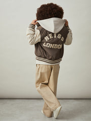 13-14 yrs Colour-Block Varsity Bomber Jacket Mink Brown/Off White | Children & Baby