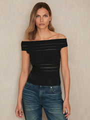 Bardot Open Knit Top Black | Women