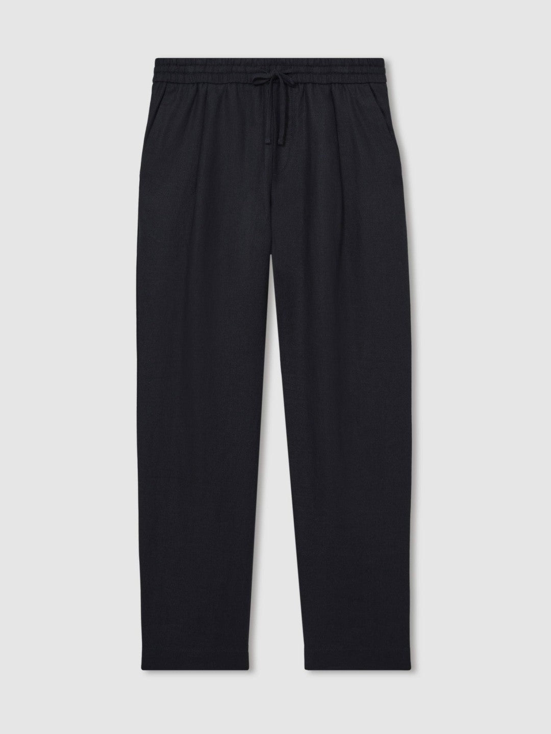 Linen Drawstring Relaxed-Fit Trousers Navy | Men