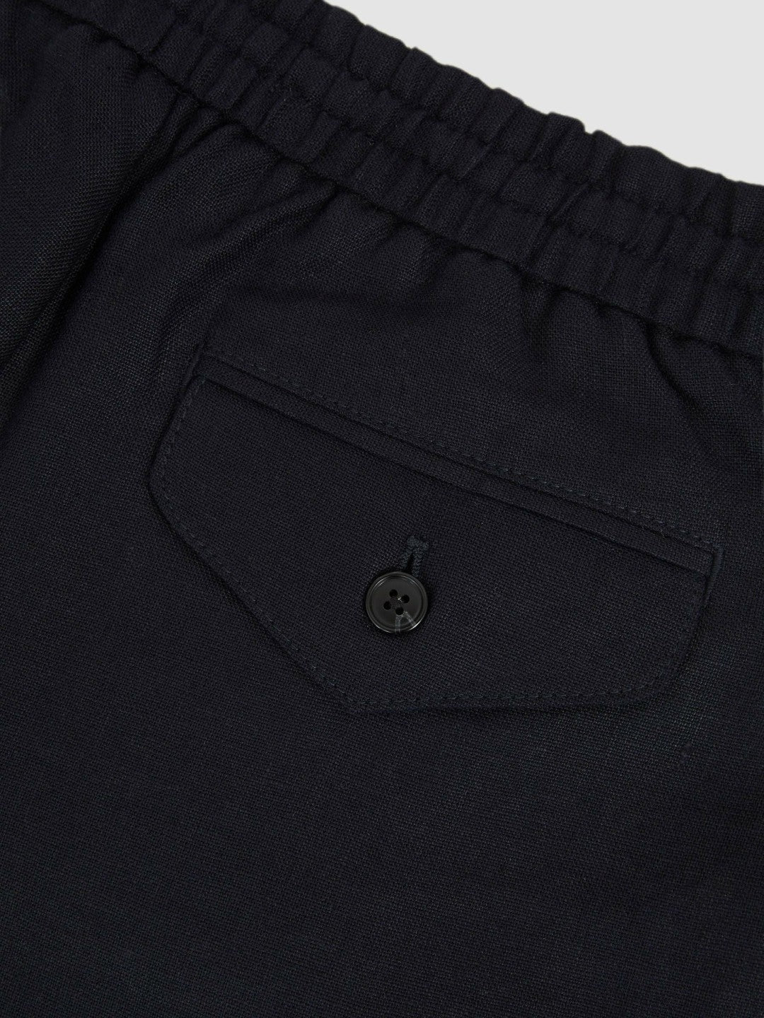 Linen Drawstring Relaxed-Fit Trousers Navy | Men