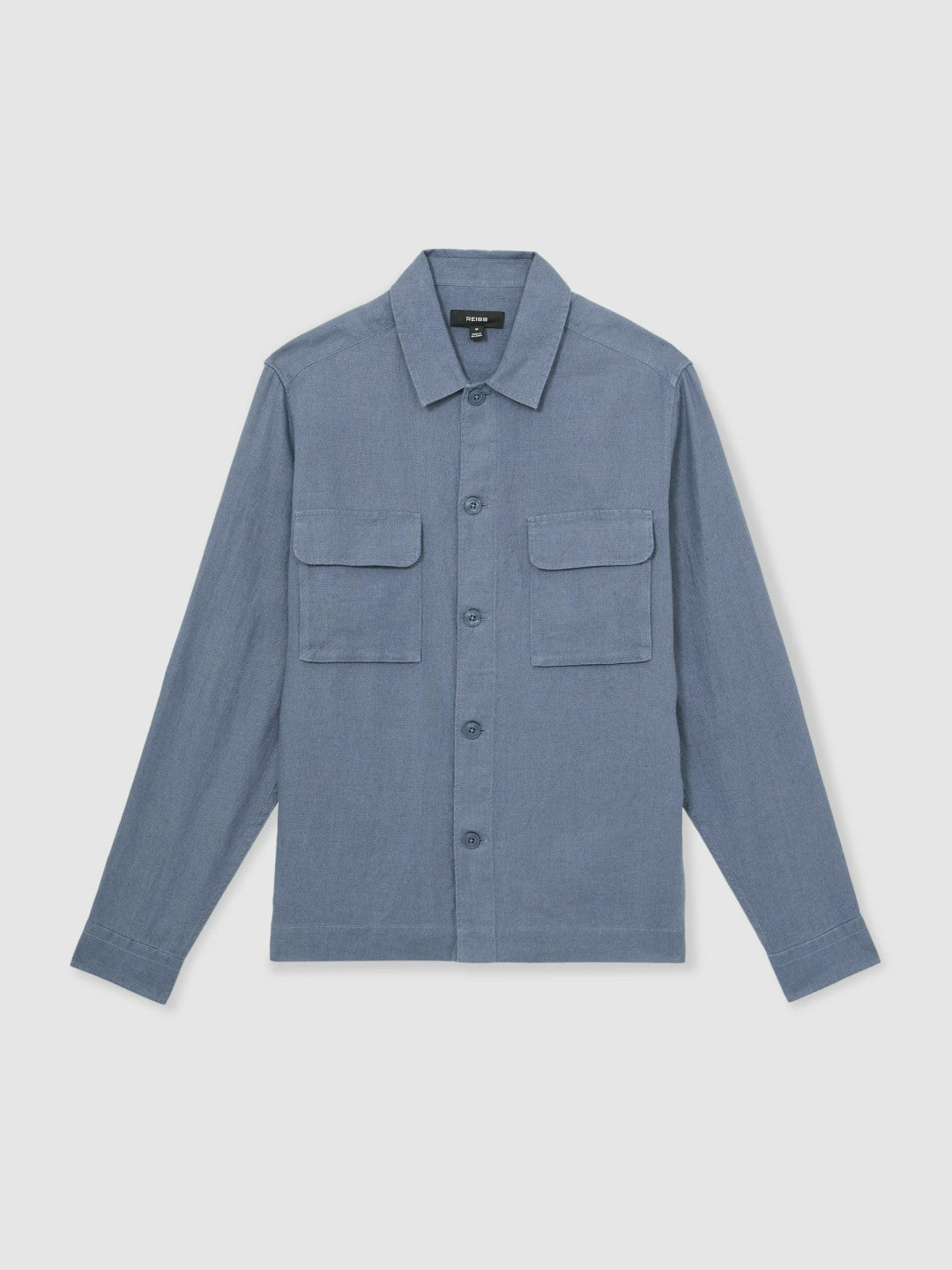 Linen Twin-Pocket Overshirt Airforce Blue | Men