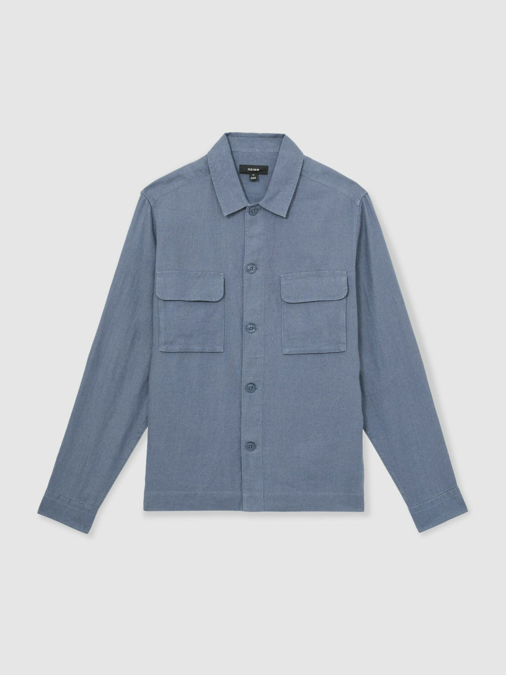 Linen Twin-Pocket Overshirt Airforce Blue | Men